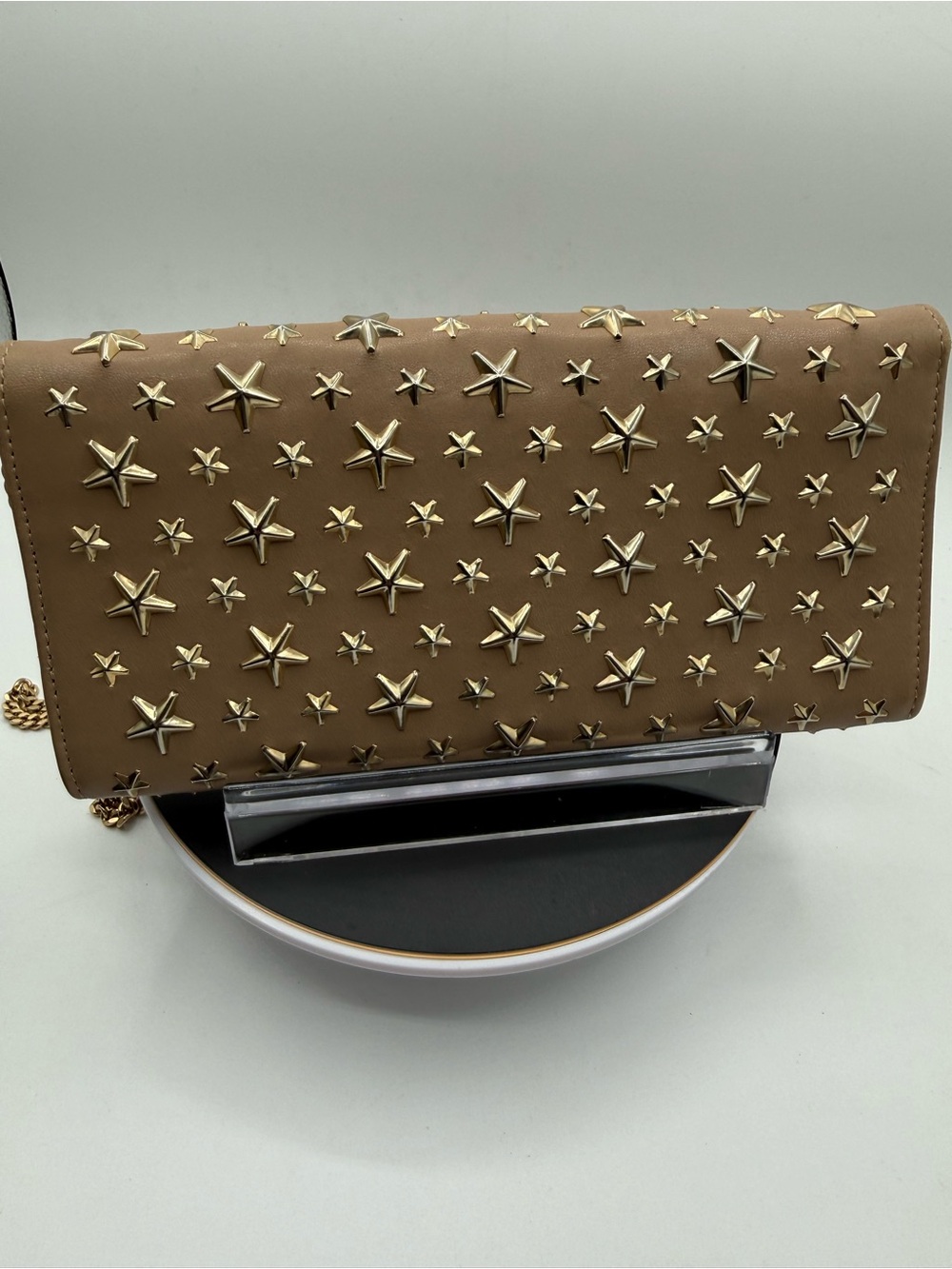 Jimmy Choo Filipa wallet on a chain featuring star-shaped studs all over EUC